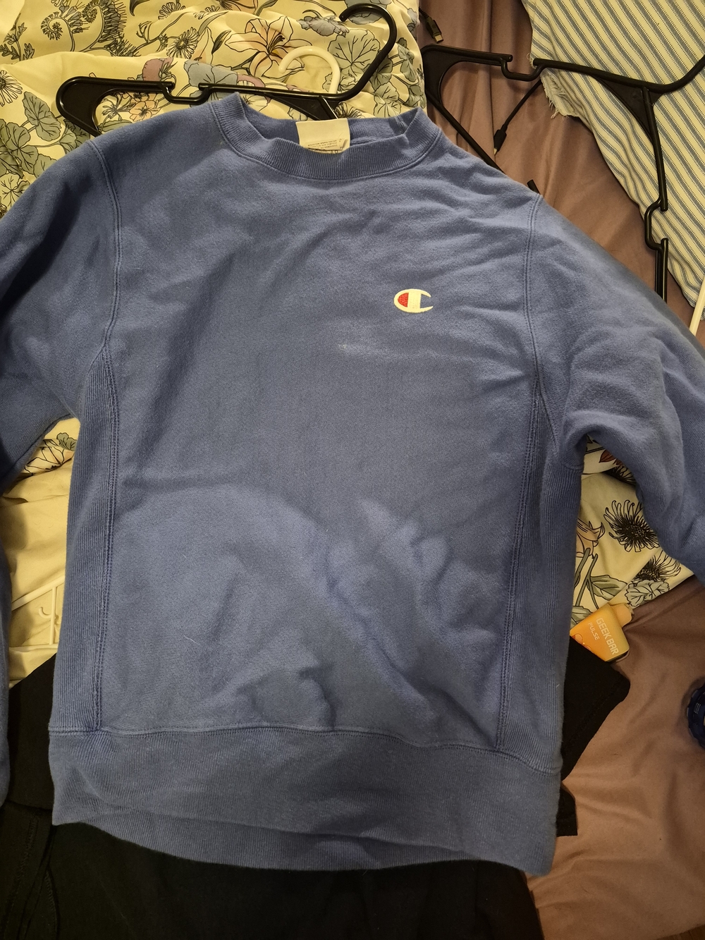 Champion Light Blue Crewneck Sweatshirt with Small Logo